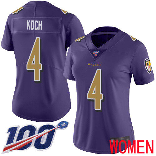 Baltimore Ravens Limited Purple Women Sam Koch Jersey NFL Football 4 100th Season Rush Vapor Untouchable